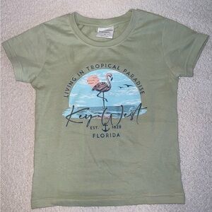 The Southern Shirt Company Kids Tee in Sage with Flamingo Graphic